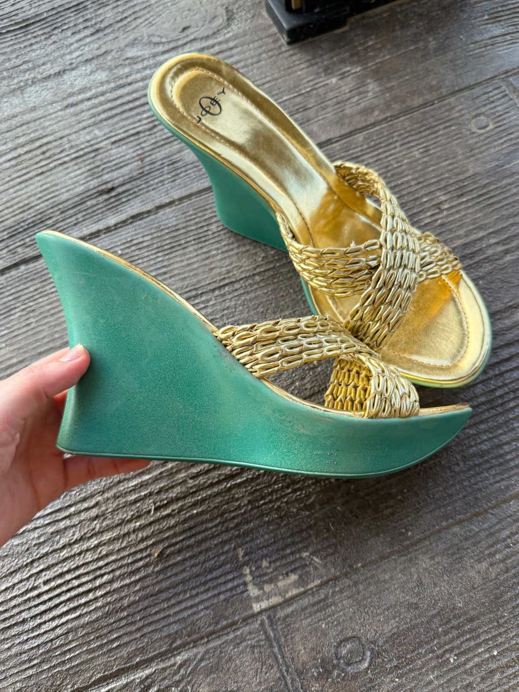 Vintage 2000s Y2k Platform Chunky Sandals Heels Blue Jlo Style